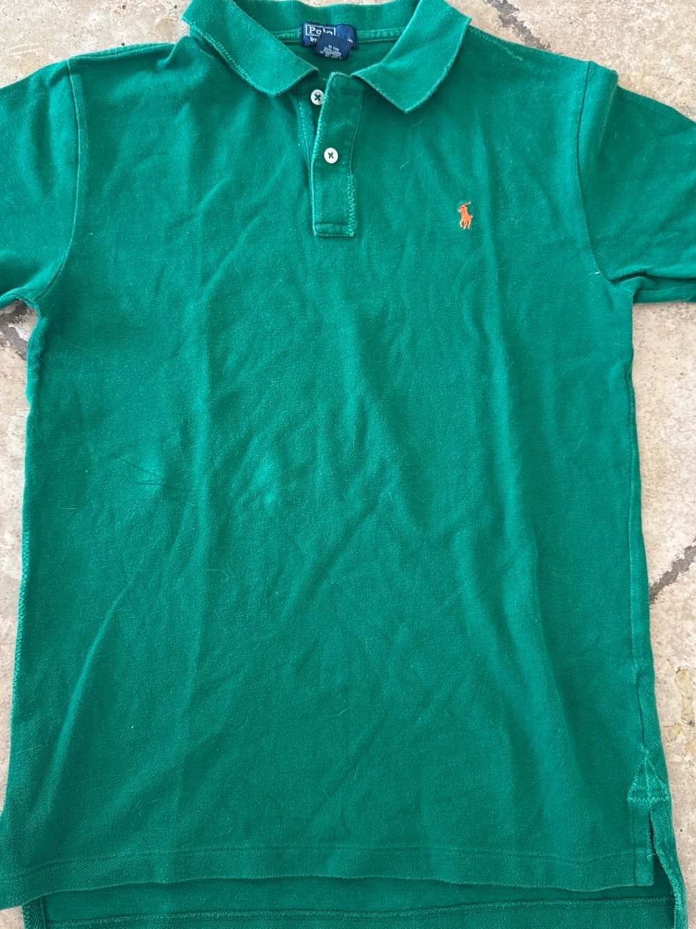 Polo by Ralph Lauren Kids Emerald Green Short-Sleeve Polo with Orange Pony